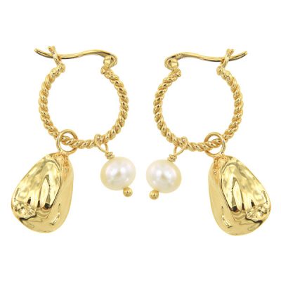 Pearl and Oyster Earring Gold